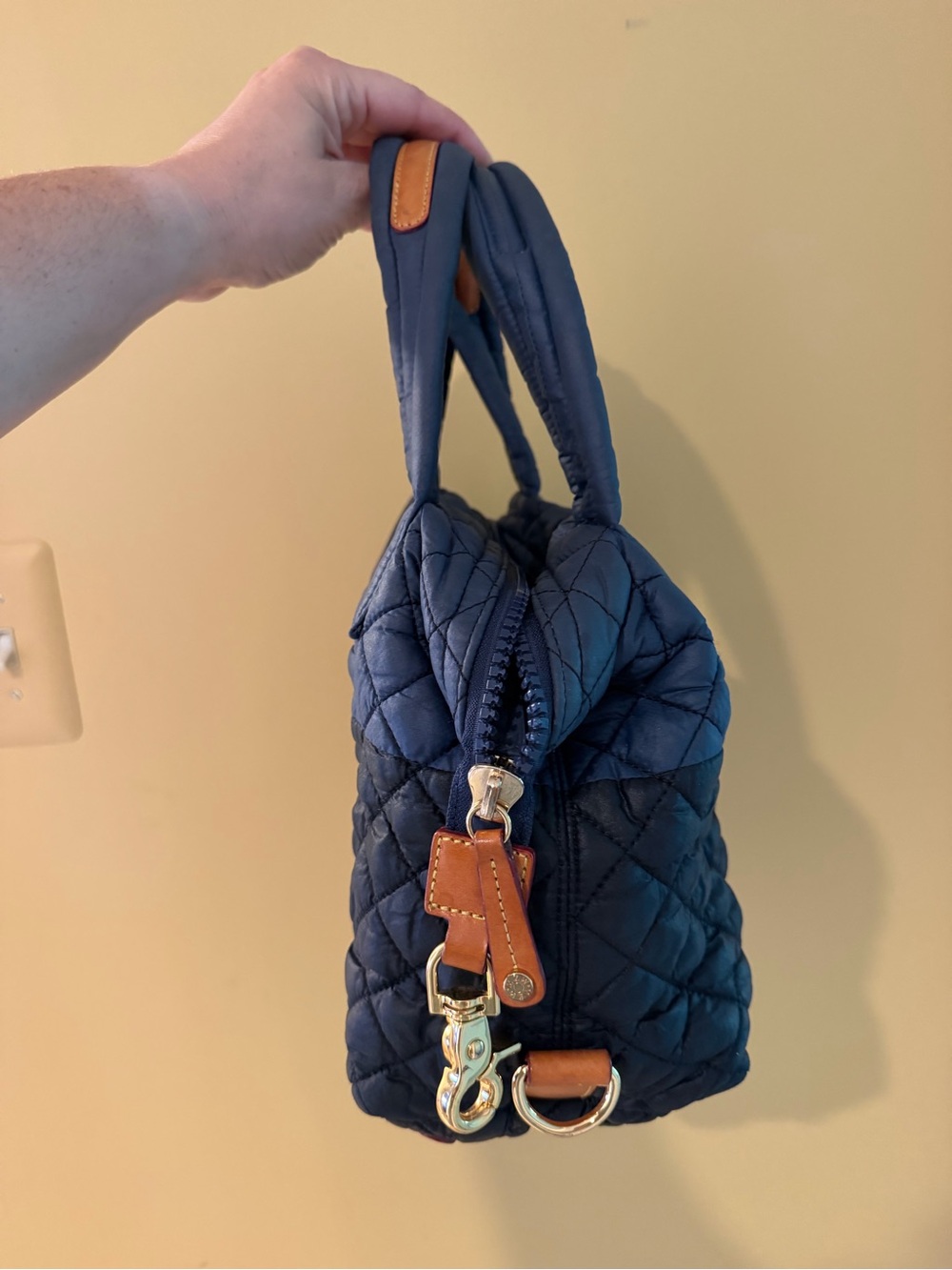 MZ Wallace Quilted Navy and Black Satchel - Picture 2 of 6